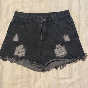 SHEIN high waisted distressed shorts